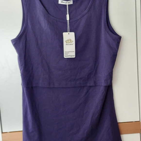 NWT-2 BEARSLAND Stylish Pregnant Maternity Nursing Tank Tops. Black&Blue. Medium - Picture 6 of 16
